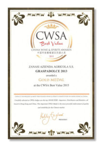 CWSA – China Wine & Spirits Awards 2015 – Médaille d’or