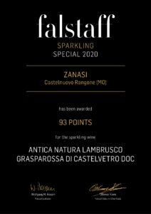 93 Points – First Place “Falstaff sparkling special” – Lambrusco